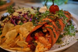 Wrap Burrito maison, options vegan at Café Bistro du Village in Saint-mathieu-du-parc