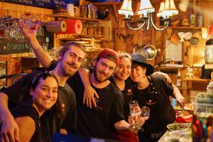 L'équipe du Bonheur at Café Bistro du Village in Saint-mathieu-du-parc