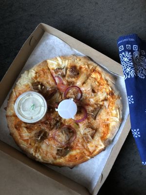 I don’t remember which flavor this pizza was but it was spicy and wonderful (maybe buffalo?) at Spak Brothers in Pittsburgh