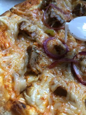 Close up of buffalo (?) pizza  at Spak Brothers in Pittsburgh