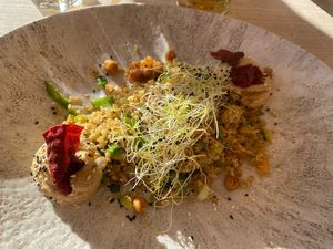 bulgur salad with hummus (tabbouleh)  at Der Wolf in Lech