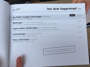 Soup - not easily spotted/marked (3rd from top) at Der Wolf in Lech