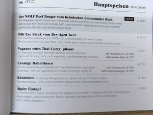 Mains - not easily spotted/marked (3rd item down) at Der Wolf in Lech