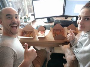 Needed some good food to keep us going! at Vegan Shop Shop in Amsterdam