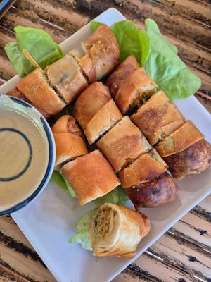 Vegetarian spring rolls at Pad Thai Baan Tim Kitchen in Chiang Khong