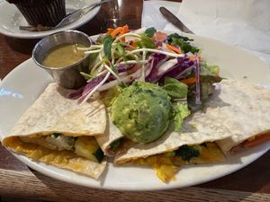 Stuffed veggie quesadilla at Lotus Cafe and Juice Bar in Encinitas