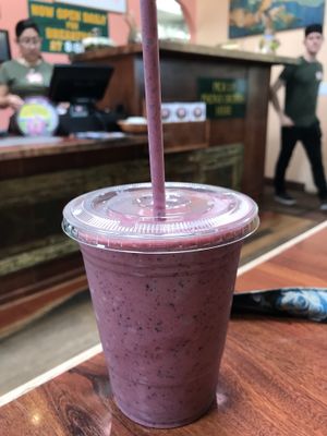 Pb & j smoothie at Lotus Cafe and Juice Bar in Encinitas