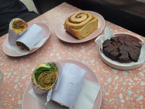 BBQ Wrap, Seitan/Pesto Wraps, Cinnamon Bun & Chocolate Cookie at It's a Trap in Dublin