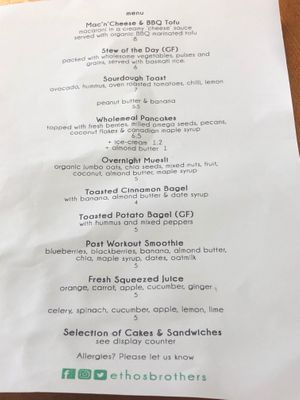 Menu💞 at Ethos Brothers in Brentwood