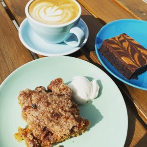 Apple cake or peanut brownie? at Ethos Brothers in Brentwood