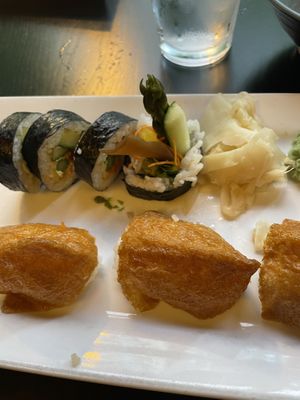 Vegetable roll and inari nigiri   at Sen Thai Asian Bistro in St Louis