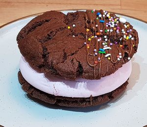 Chocolate doozie with double chocolate cookies and our own secret recipe marshmallow at The Naked Vegan in Cardiff