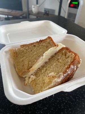 Lemon cake at The Naked Vegan in Cardiff