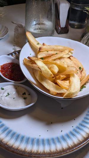 With vegan garlic dip and a tomato sauce. at Casa Rio in Cocles