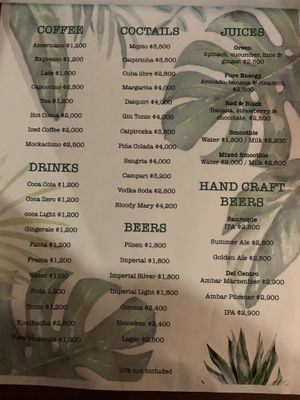 Menu December 2019 at Casa Rio in Cocles
