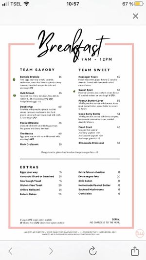 Breakfast, green dots for what I really loved, yellow for what was „just“ nice  at Ombak Zero Waste Cafe in Lembongan