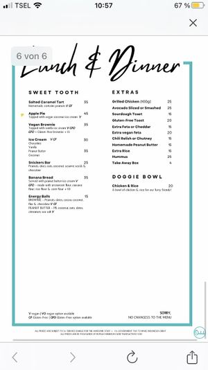 Food, green dots for what I really loved, yellow for what was „just“ nice  at Ombak Zero Waste Cafe in Lembongan