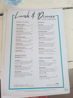 Menu at Ombak Zero Waste Cafe in Lembongan