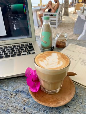 Delicious hot latte! at Ombak Zero Waste Cafe in Lembongan