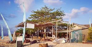 Our location on the beach  at Ombak Zero Waste Cafe in Lembongan