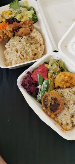 Buddha bowl and Karaage at Optimus Cafe in Osaka
