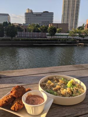 fried soy meat and Soba pasta at Optimus Cafe in Osaka