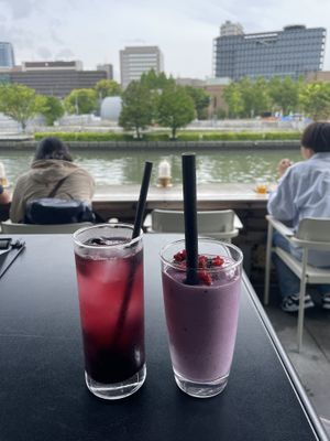 Berry soda, 'Be Cute' smoothie (April special)  at Optimus Cafe in Osaka