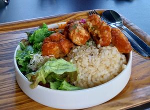 Vegan karaage at Optimus Cafe in Osaka