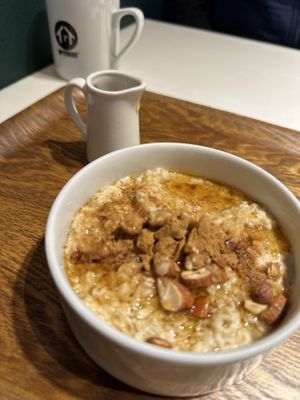 Porridge and coffeee  at Optimus Cafe in Osaka