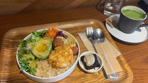 OPTIMUS Bowl & Matcha Latte  at Optimus Cafe in Osaka