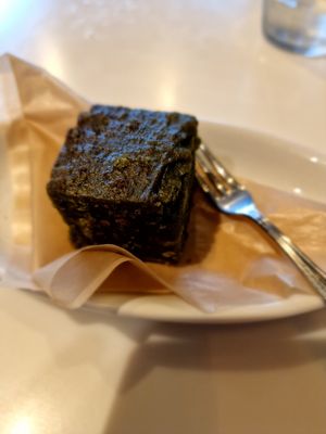 Matcha brownie at Optimus Cafe in Osaka