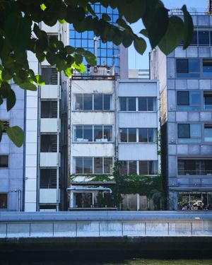 out look from over the river at Optimus Cafe in Osaka
