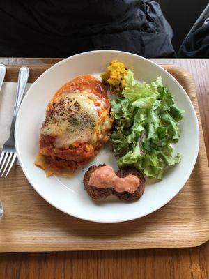 Lasagna at Optimus Cafe in Osaka