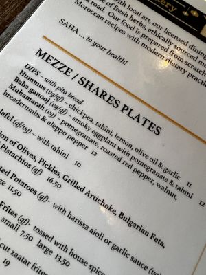 Vegan menu items  at Saha Eatery in Squamish