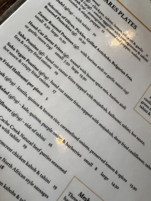 Vegan menu items can be seen  at Saha Eatery in Squamish