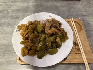 Rice with 3 toppings   at So Vegan - Yaowarat​ in Bangkok