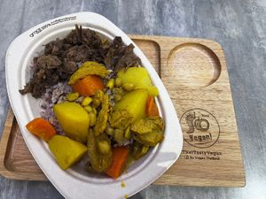 Purple rice +two toppings -50 baht  at So Vegan - Yaowarat​ in Bangkok