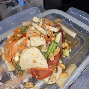 Lotus Stem & Vietnamese sausage salad  at So Vegan - Yaowarat​ in Bangkok