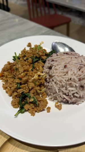 Pad krapao (holy basil stir fried)  at So Vegan - Yaowarat​ in Bangkok