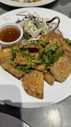 Fried tempeh   at So Vegan - Yaowarat​ in Bangkok