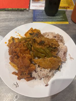 Rice and 3 choices 75 Baht  at So Vegan - Yaowarat​ in Bangkok