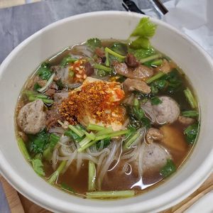 Mushroom noodles at So Vegan - Yaowarat​ in Bangkok