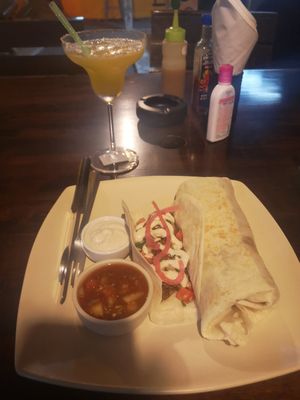 Burrito with a single taco, cashew cream and hot salsa. at Ando Loco in Koh Phangan