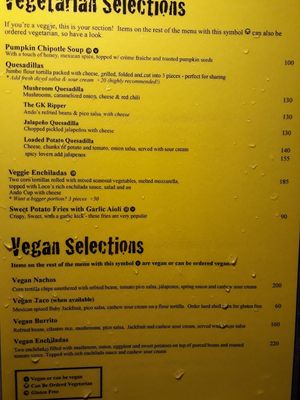 Vegan menu at Ando Loco in Koh Phangan
