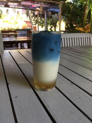 Iced blue vanilla latte at Define Bakery and Eatery in Denpasar