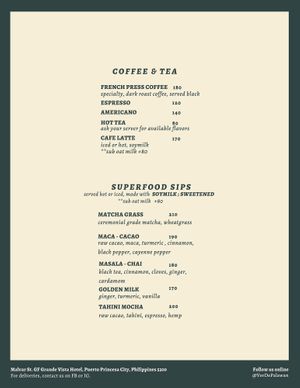 Updated menu as of Dec 22, 2023 at Ver De in Puerto Princesa