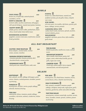 Updated menu as of Dec 22, 2023 at Ver De in Puerto Princesa