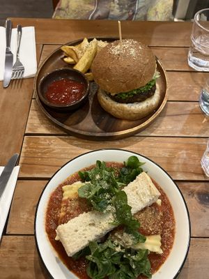 Burger and lasagna rolls  at Ver De in Puerto Princesa