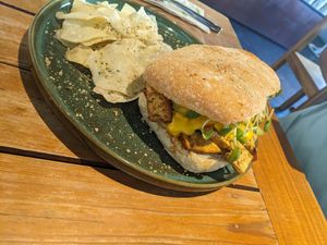 Tofu steak and Cheese Panini with Taro Crisps at Ver De in Puerto Princesa