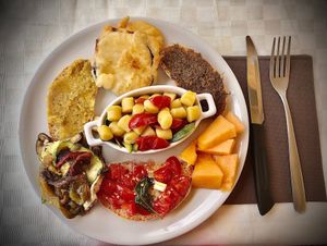 Vegan platter, which changes every week. at Una Terrazza in Toscana in Monterchi
